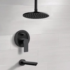 Matte Black Ceiling Tub and Shower Faucet Set